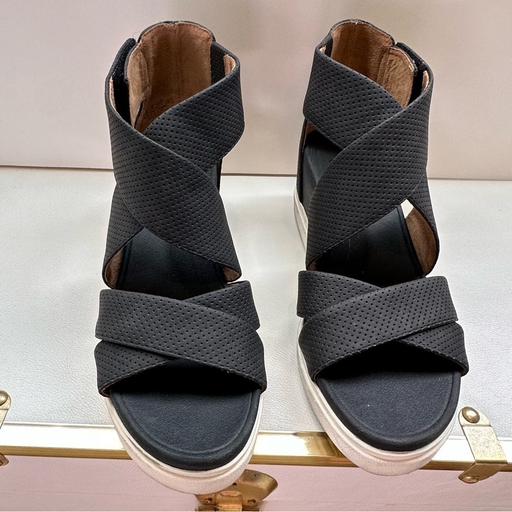 Dr Scholl’s Women’s Sheena Wedge Black Sandal SZ 8.5 - Picture 2 of 11